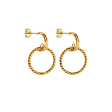 Shangjie OEM aretes Wholesale Girls 18K Gold Plated Earrings Jewelry Stainless Steel Pendant Earrings Twisted C Earrings